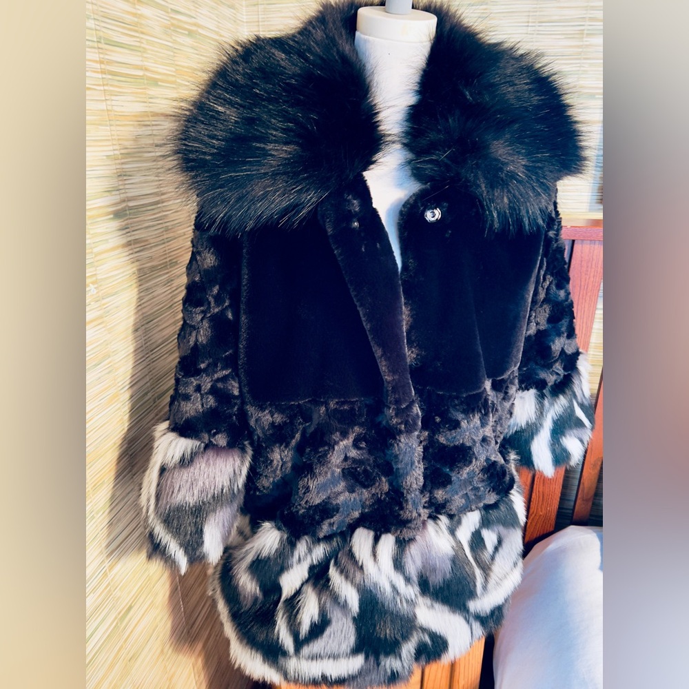 Fabulous & fun faux fur coat! Different types of faux fur textures - knee length